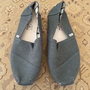 Toms Black and White Canvas Slip-Ons